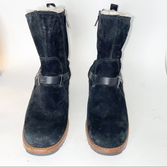 UGG Endell Suede & Shearling Harness Boots Black - Picture 6 of 10